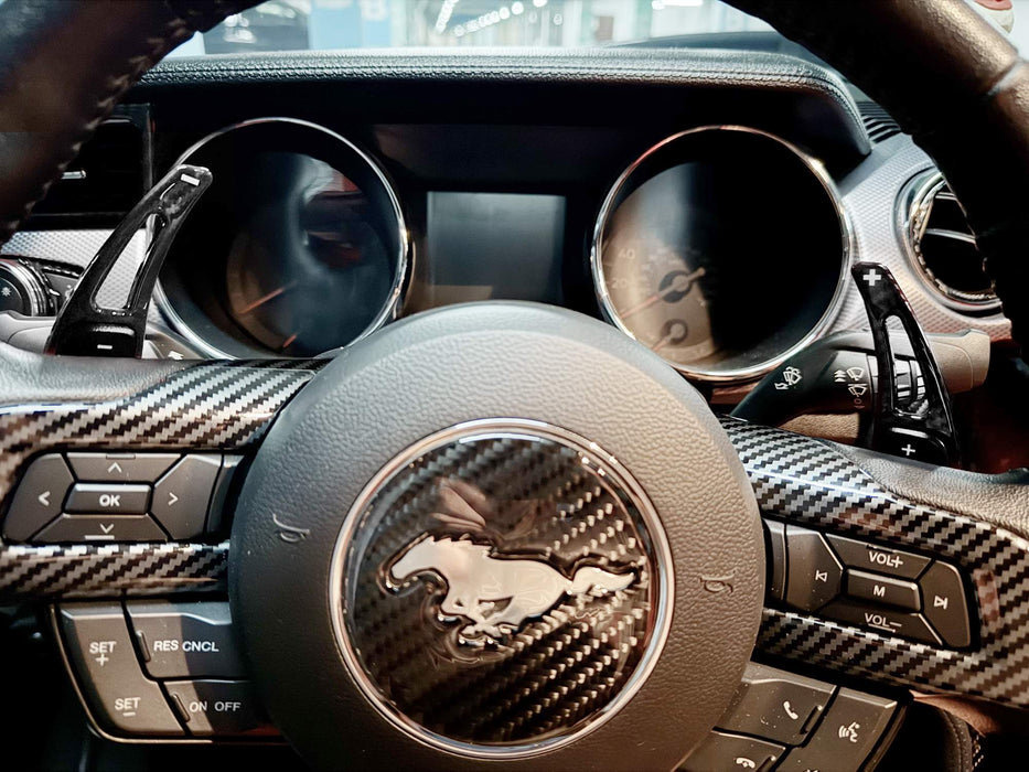Gloss Black Finish Large Steering Wheel Paddle Shifters For Ford 2015-23 Mustang