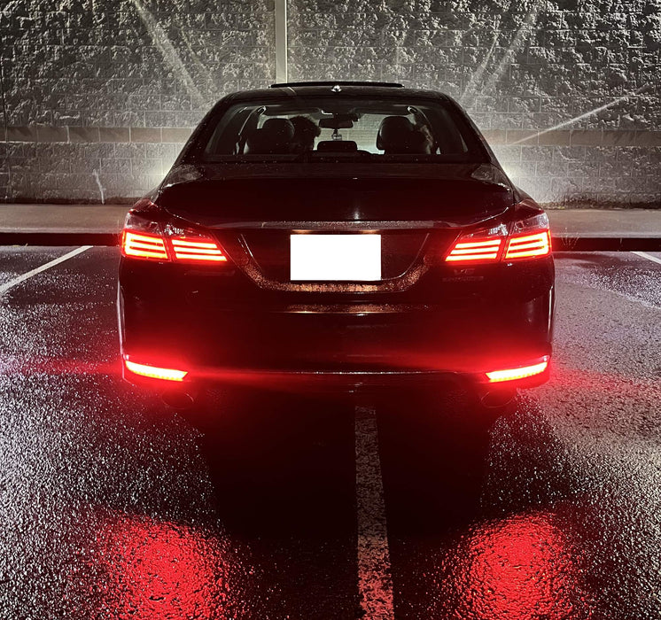 Smoke LED Tail/Brake/Sequential Blink Bumper Reflectors For Honda 2016-17 Accord