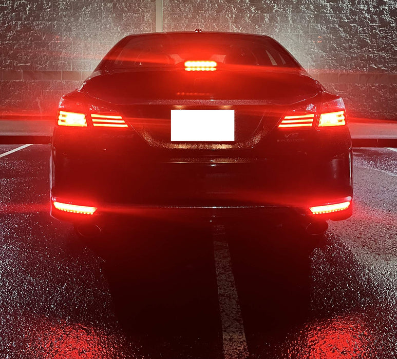 Smoke LED Tail/Brake/Sequential Blink Bumper Reflectors For Honda 2016-17 Accord