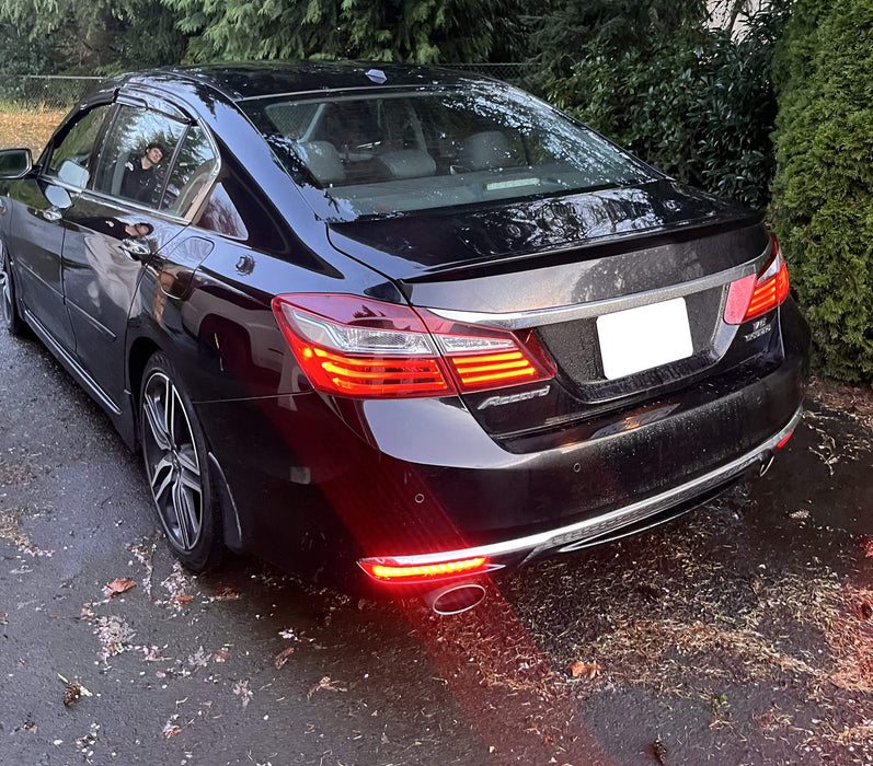 Smoke LED Tail/Brake/Sequential Blink Bumper Reflectors For Honda 2016-17 Accord