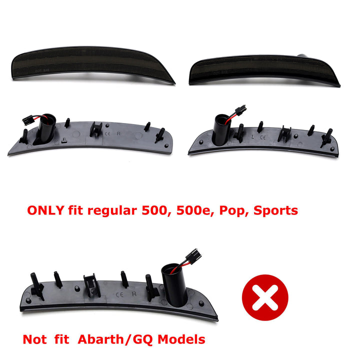 Smoke Lens Amber/Red Full LED Wheel Arch Side Marker Lights For 2011-19 Fiat 500