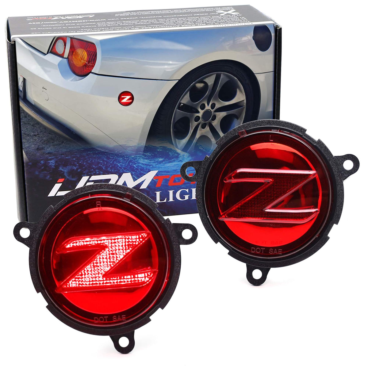 Red Chrome Reflective Lens Red LED Illuminated Z-Emblem Rear Side