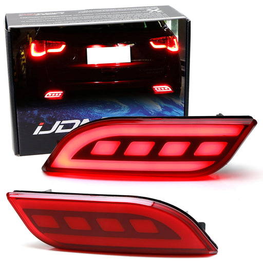 Smoke Red Optic Tube Style LED Rear Bumper Reflectors For 2017-up Jeep Compass