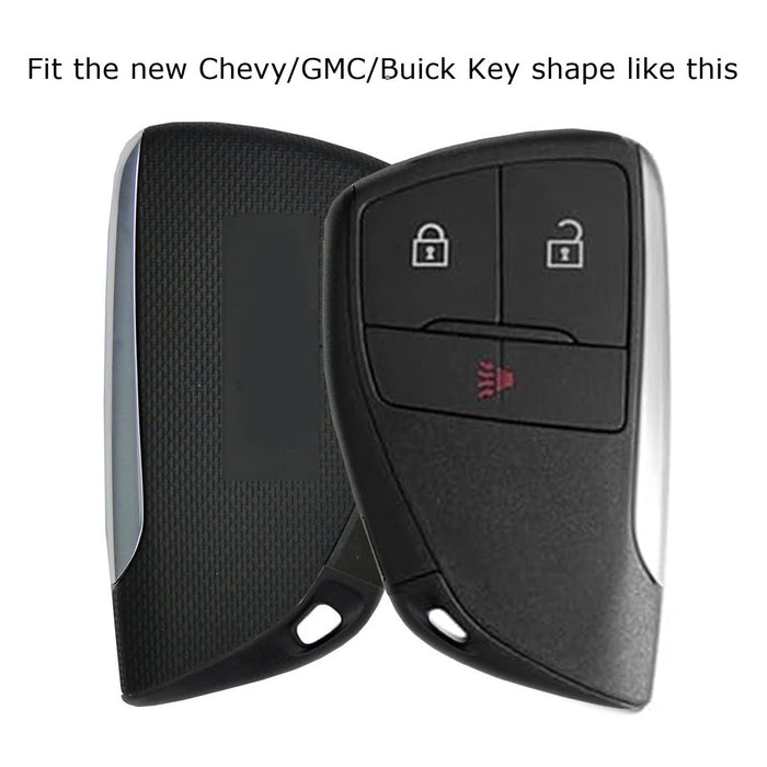 Black/Red Carbon Pattern Hard Key Case Shell For 21+ Chevy Suburban/Tahoe Yukon