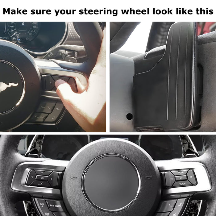 Gloss Black Finish Large Steering Wheel Paddle Shifters For Ford 2015-23 Mustang