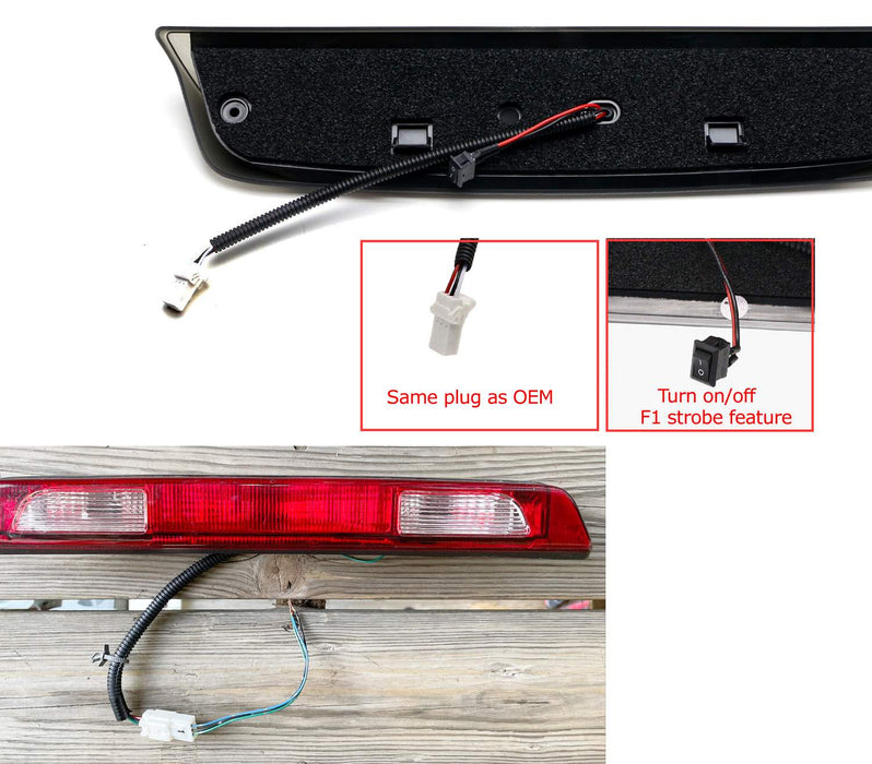 F1 Style Strobe Smoke Lens LED High Mount 3rd Brake Light For 04-15 Nissan Titan