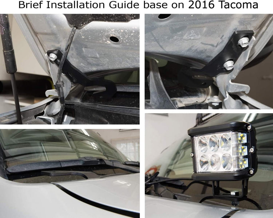 Hood Hinge Mount A-Pillar LED Ditch Light Bracket  For Lexus 2010-2023 GX GX460