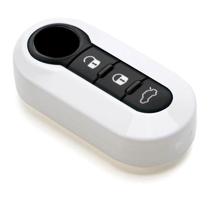 Gloss White Fob Shell Cover For FIAT 500 500L 500X Abarth 3-Button Folding Key