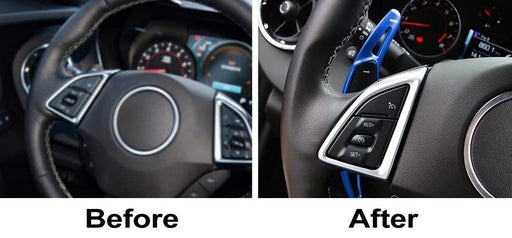 Blue Steering Wheel Paddle Shifter Extensions For Chevy 14-19 Corvette, Camaro