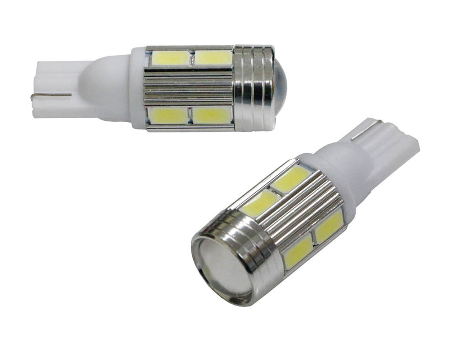 (2) White 10-SMD 168 2825 W5W T10 Wedge LED Visor Vanity Mirror Light Bulbs