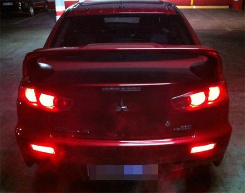 Smoked Lens LED Bumper Reflectors For Mitsubishi Lancer Taillight Brake Lights