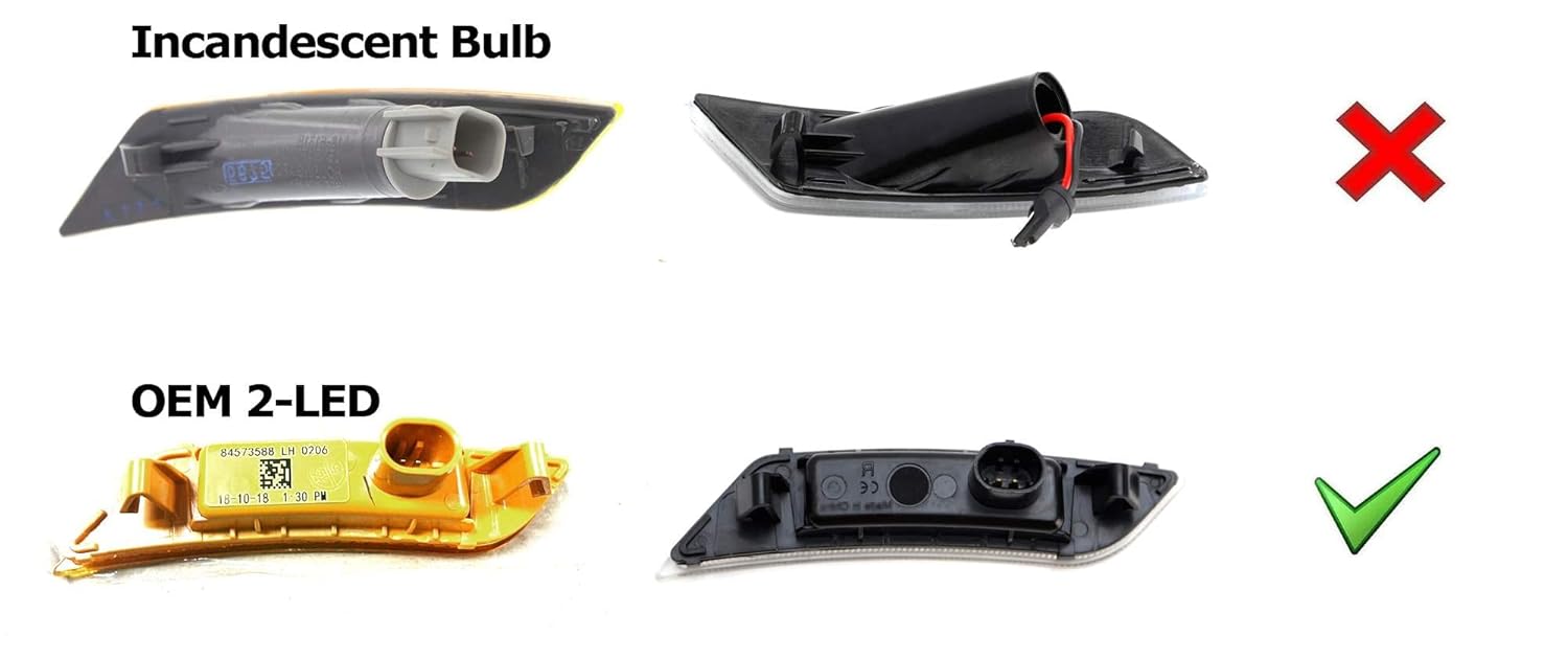 Smoked Lens Amber Full LED Side Marker Light Kit For Cadillac 19-up XT4, 20+ XT6