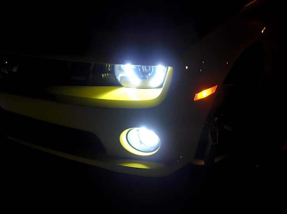 Xenon White P13W LED Bulbs + DRL Wiring For Chevy Camaro Fog Lights and Daytime