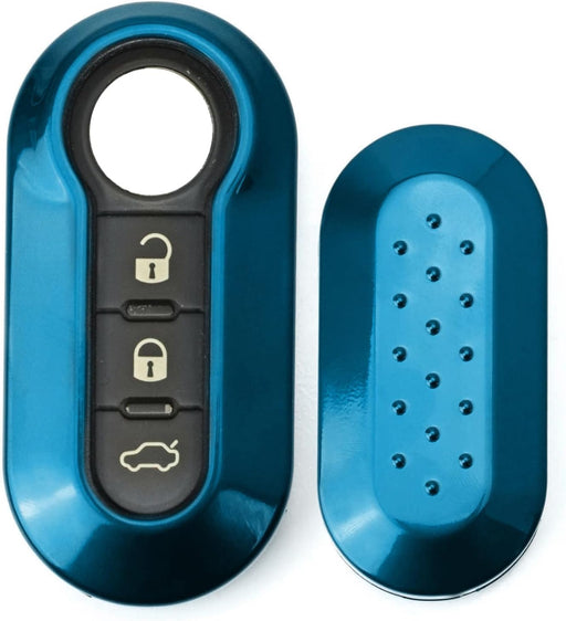 Gloss Blue Fob Shell Cover For FIAT 500 500L 500X Abarth 3-Button Folding Key