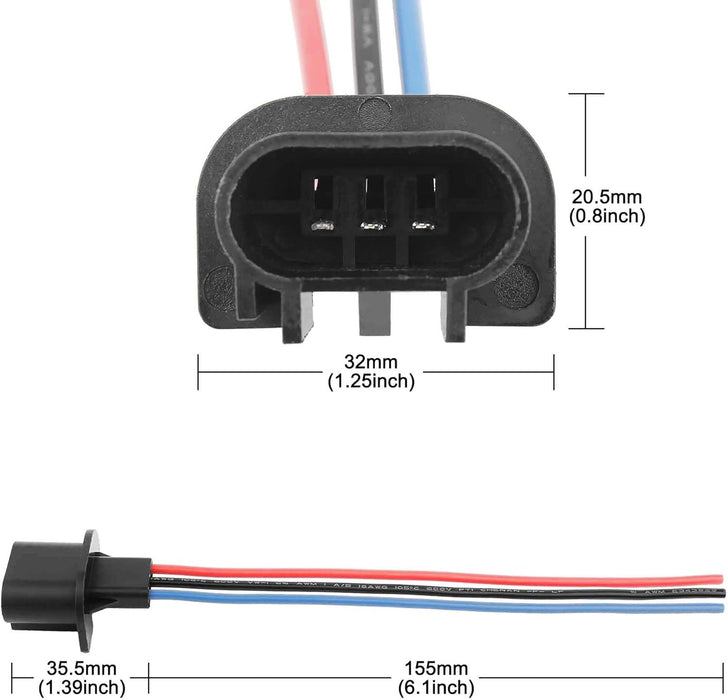 (2) 8" H13/9008 3-Way Male Adapter Pigtails Good For Light Conversion Retrofit