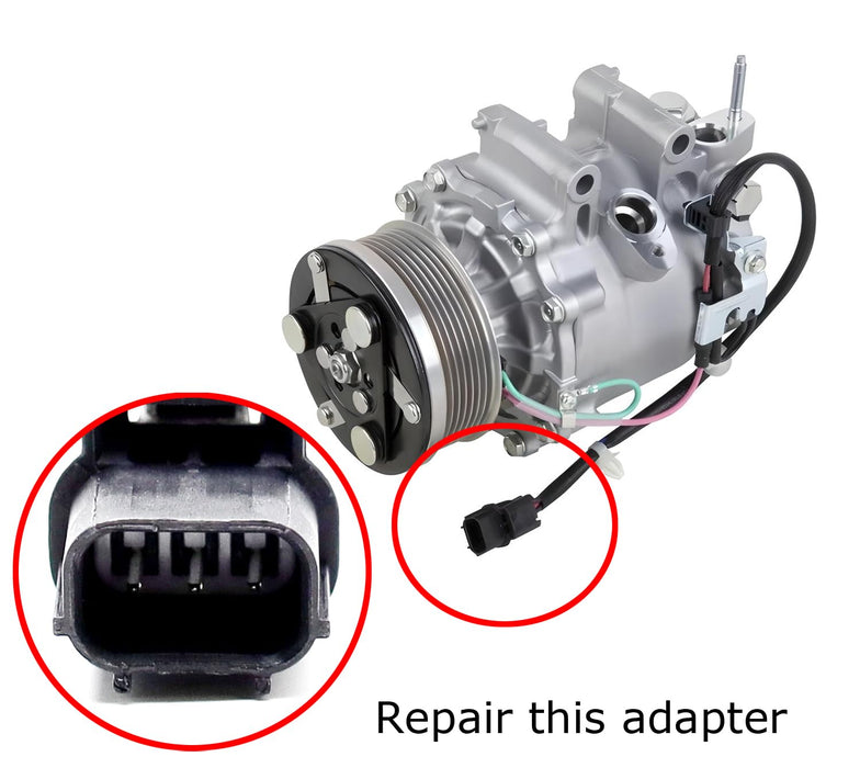(1) Male Spare Repair Connector Plug w/ 6" Wiring For Acura/Honda AC Compressor