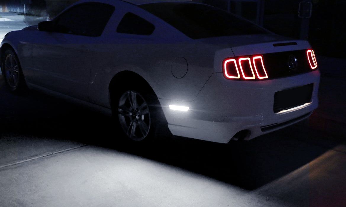 Smoked Lens White Full Strip LED Rear Side Marker Lamps For 2010-14 Ford Mustang