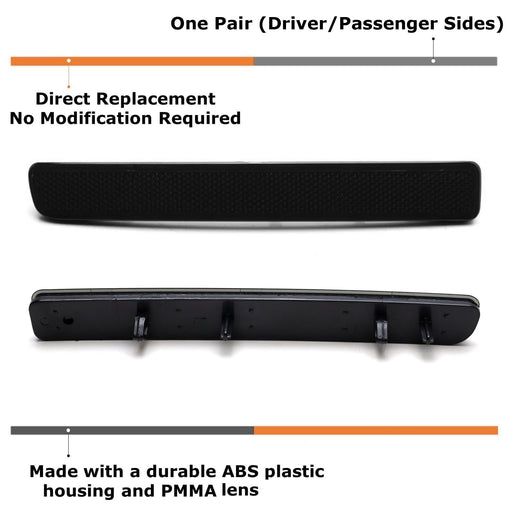 Black Smoke Rear Bumper Reflectors For 2005-09 LR3, 10-13 Range Rover Sport, LR4