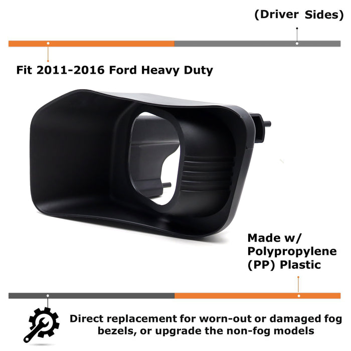One Piece LH Driver Side OE-Spec Fog Lamp Bezel Cover For 2011-16 Ford F250 F350