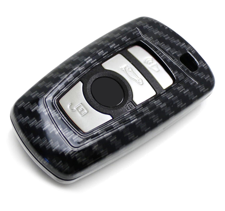 Black "Carbon Fiber" Key Fob Hard Shell Cover For BMW 1 2 3 4 5 6 7 Series X1 X3