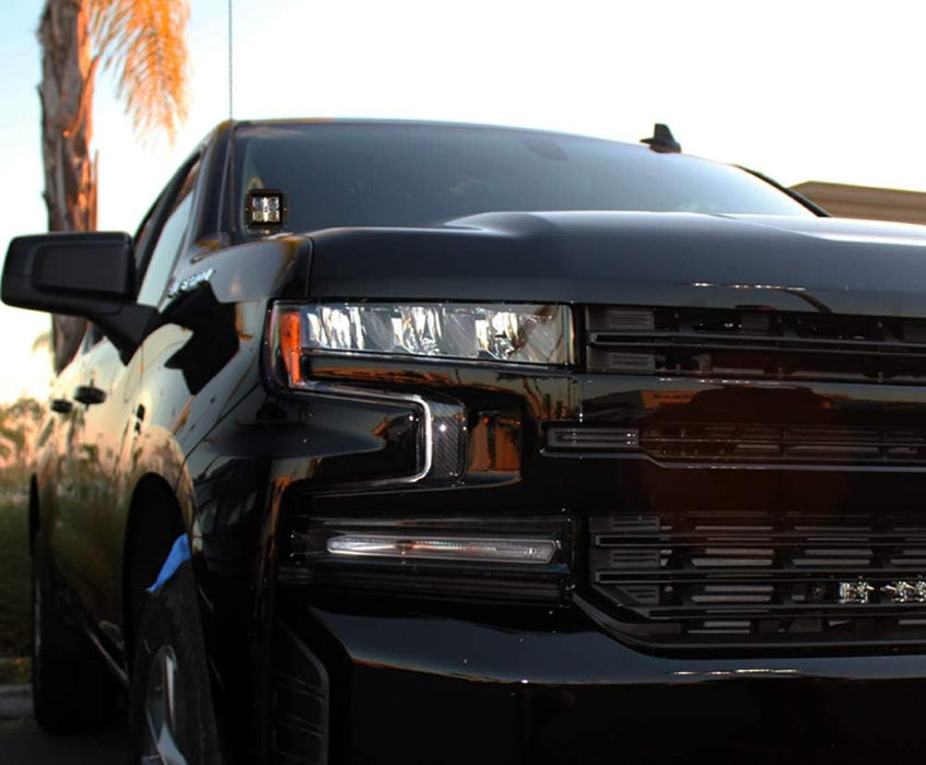 Hood Hinge Mount A-Pillar LED Ditch Light Bracket  For 19+ Silverado/Sierra 1500