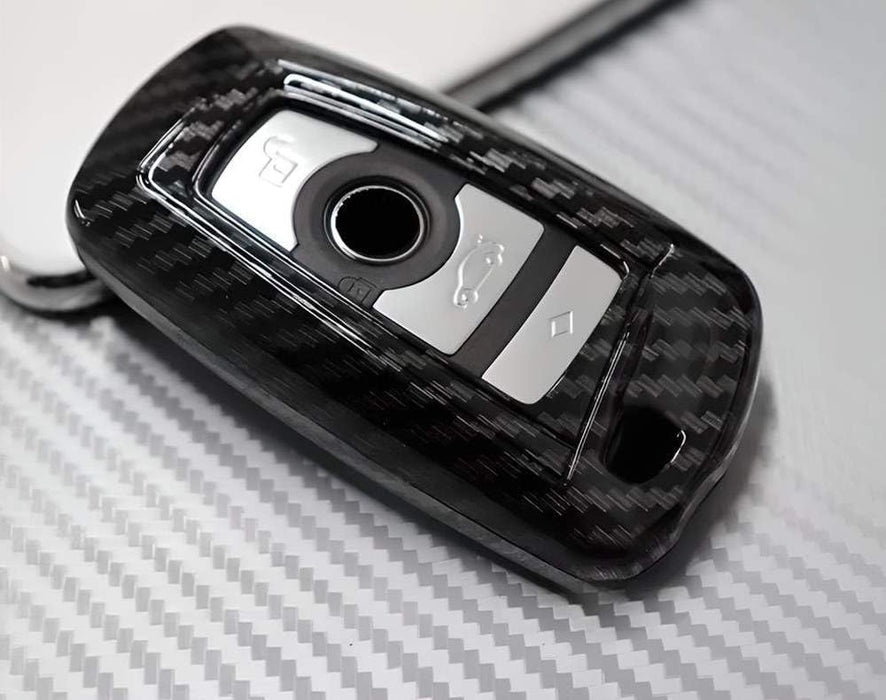 Black "Carbon Fiber" Key Fob Hard Shell Cover For BMW 1 2 3 4 5 6 7 Series X1 X3