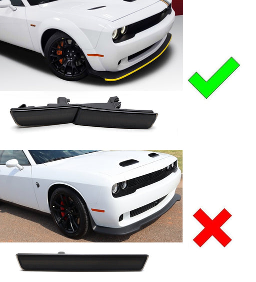 Smoke Lens White Front/Rear LED Side Markers For 15-23 Dodge Challenger Widebody