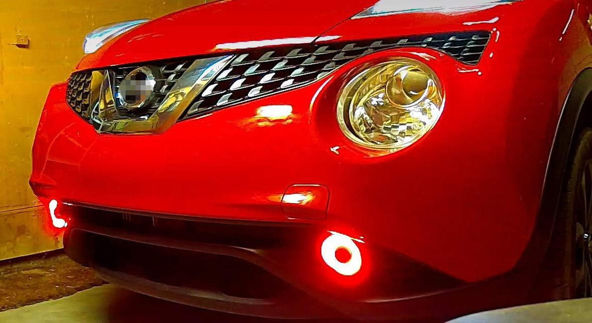 Pair 75mm Super Red LED Headlamp/Fog Retrofit Decoration Halo Ring Lig ...
