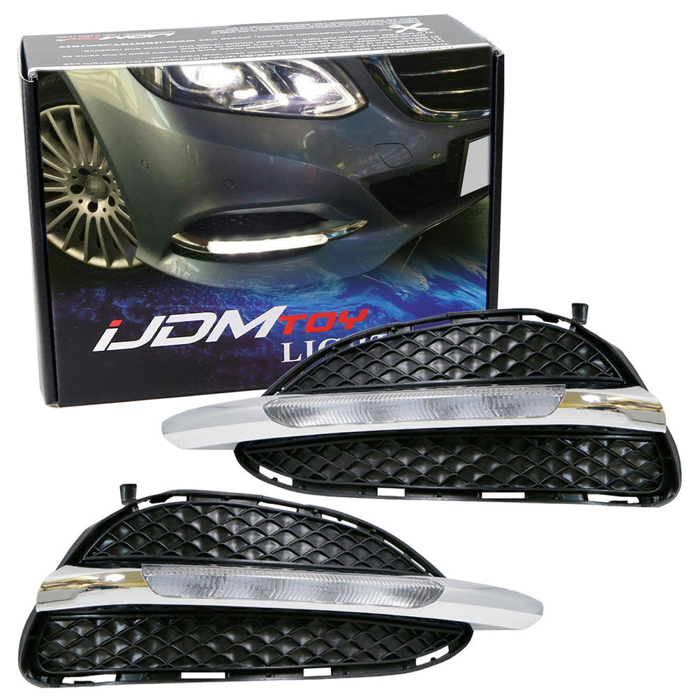 Direct Fit 10W LED Daytime Running Lights For 13-15 Mercedes E350 Regular Bumper