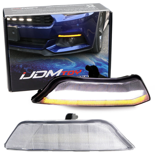 Clear Turn Signal Replace LED DRL Kit For 15-17 Mustang w/Amber Sequential Blink
