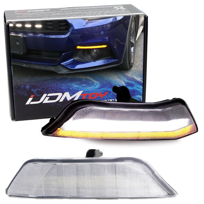 Clear Turn Signal Replace LED DRL Kit For 15-17 Mustang w/Amber Sequential Blink