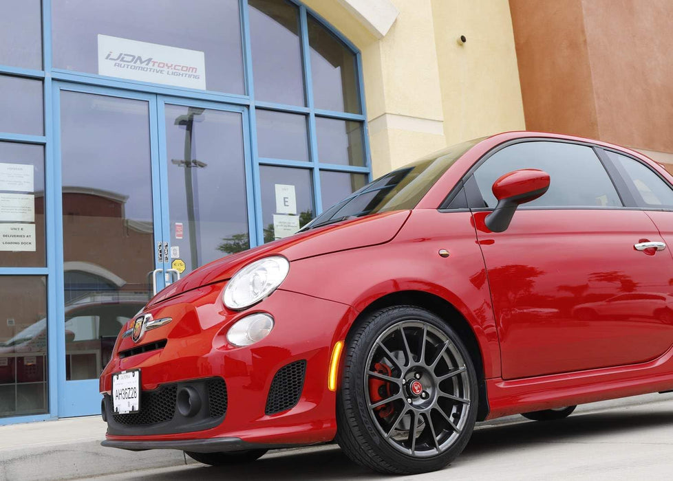 Smoke Lens Amber/Red Full LED Wheel Arch Side Marker Lights For 2011-19 Fiat 500