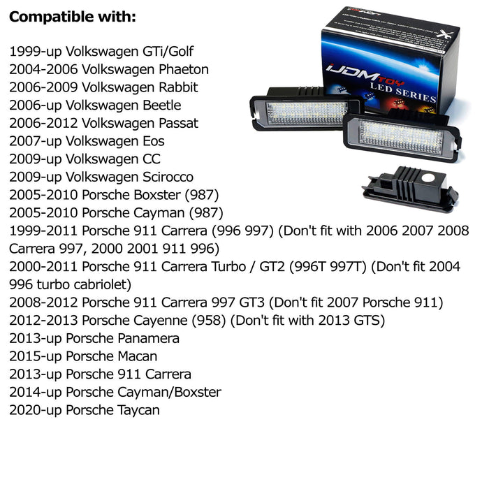 White Full LED License Plate Lights For VW Golf/GTI CC Rabbit, Porsche Cayenne