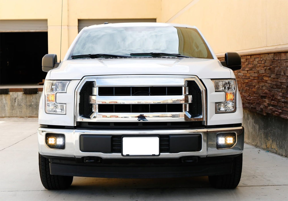 White/Amber Dual Cubic LED Pod Foglamps w/Mounting Bracket For 2015-17 Ford F150