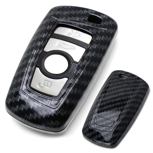 Black "Carbon Fiber" Key Fob Hard Shell Cover For BMW 1 2 3 4 5 6 7 Series X1 X3