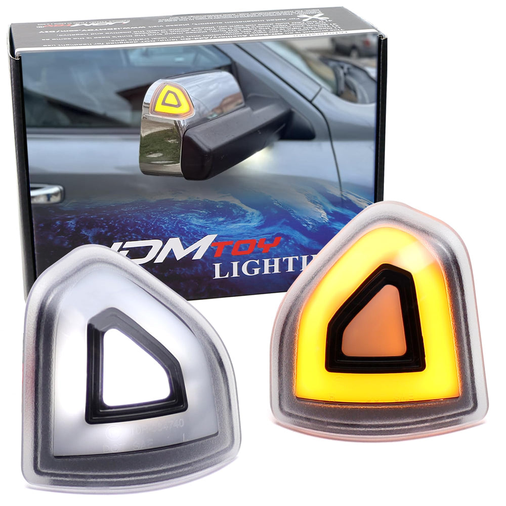 Clear Lens 4-Pin White/Amber Switchback LED Side Mirror Corner Lamps For 19+ RAM