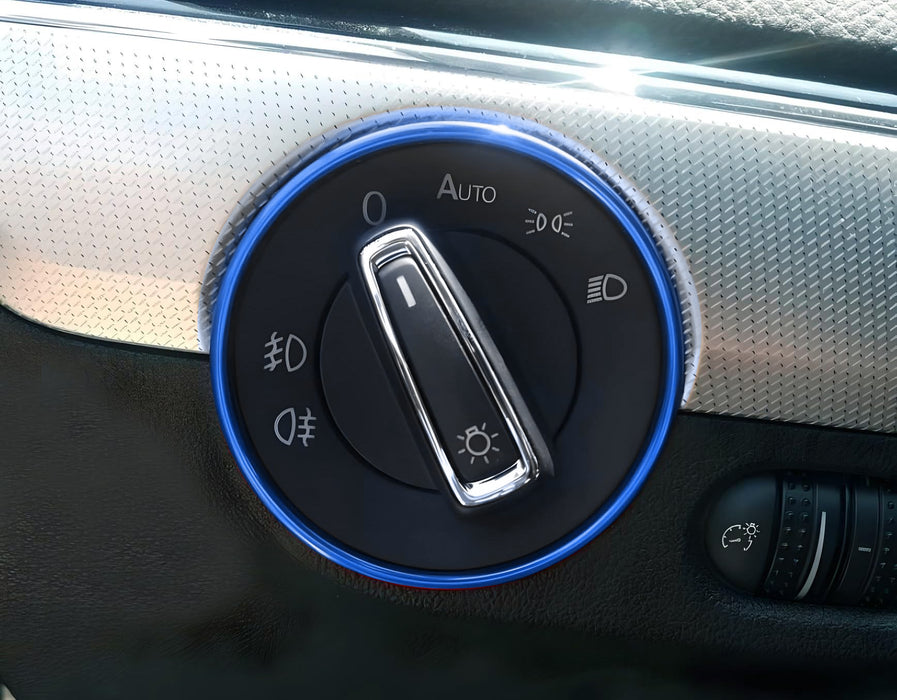 Blue Headlight Switch Surround Ring Trim For VW MK5/6 Golf GTI Jetta Passat CC