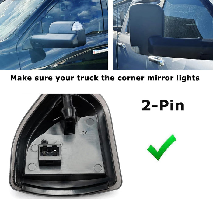 Smoke Lens 2-Pin Amber ONLY LED Side Mirror Corner Indicator Lamps For 10-18 RAM