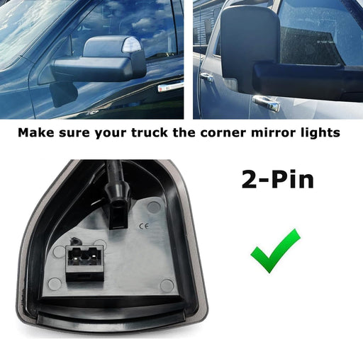 Clear Lens 2-Pin Amber ONLY LED Side Mirror Corner Indicator Lamps For 10-18 RAM