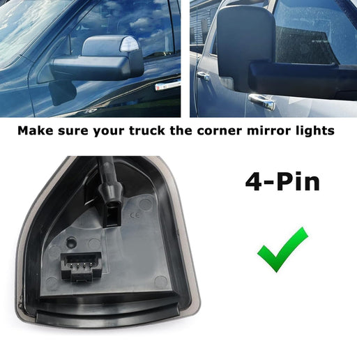 Clear Lens 4-Pin White/Amber Switchback LED Side Mirror Corner Lamps For 19+ RAM