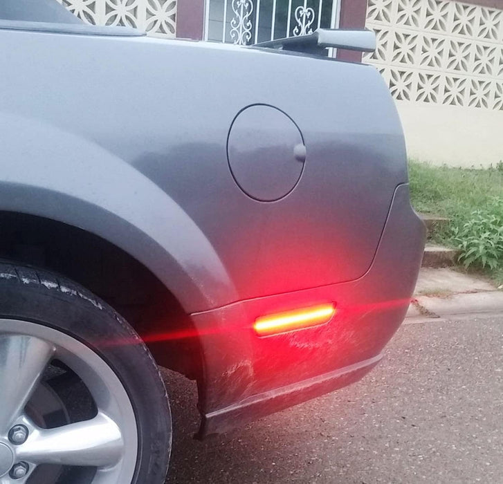 Dark Red Lens Full Strip LED Rear Side Marker Lamps For 2005-2009 Ford Mustang