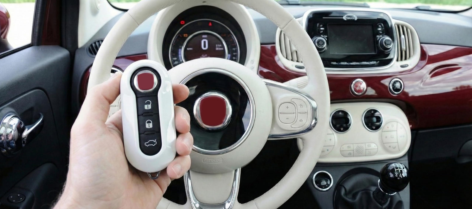 Gloss White Fob Shell Cover For FIAT 500 500L 500X Abarth 3-Button Folding Key