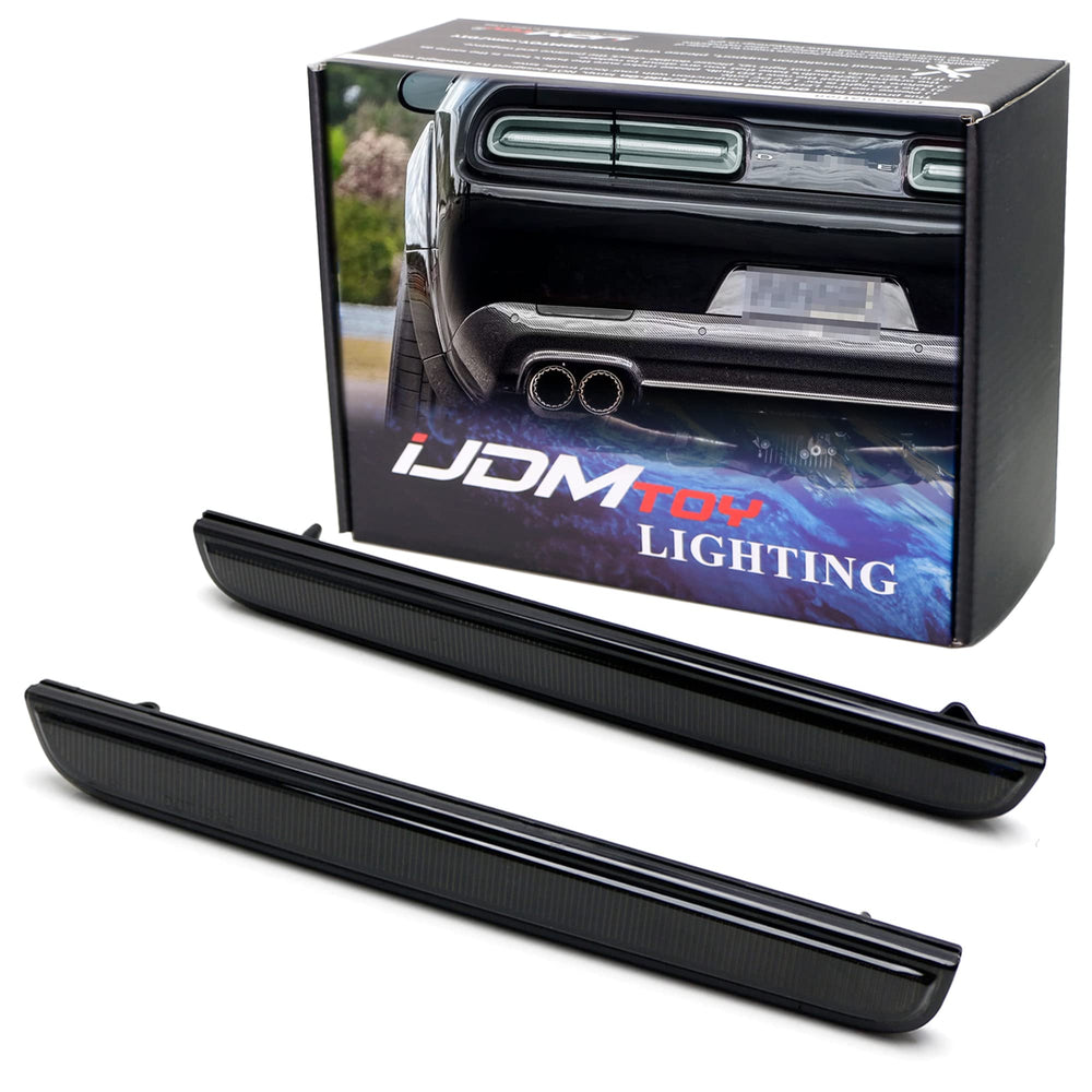 Blackout Smoked Lens Rear Bumper Reflector Lenses For 2015-up Dodge Challenger