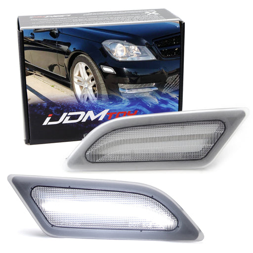 Euro Clear Lens White LED Side Marker Lights For 12-14 Mercedes W204 C250 C300