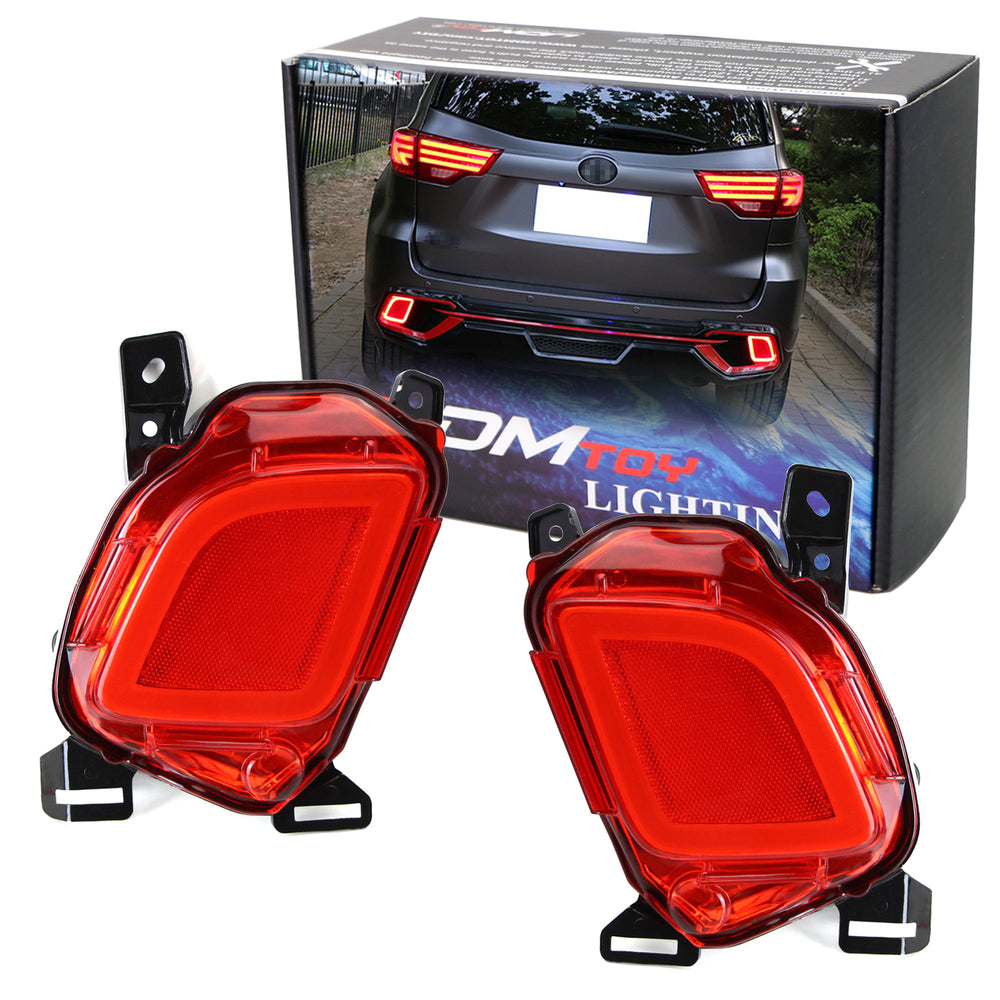 LED Rear Fog Lights Bumper Reflector Brake Running Lamps For 2014-19 Highlander