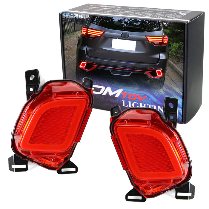 LED Rear Fog Lights Bumper Reflector Brake Running Lamps For 2014-19 Highlander
