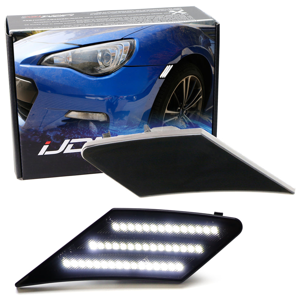 Smoked Lens White Full LED Front Side Marker Lights For Scion FR-S 86 Subaru BRZ