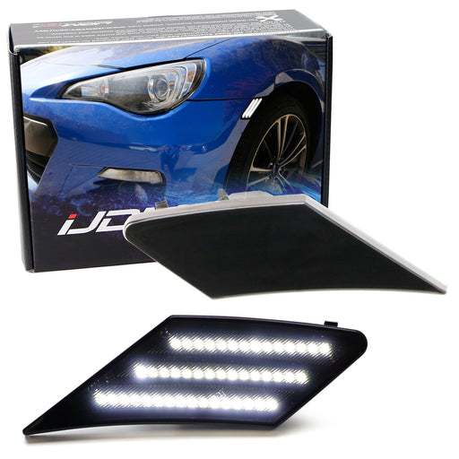 Smoked Lens White Full LED Front Side Marker Lights For Scion FR-S 86 Subaru BRZ