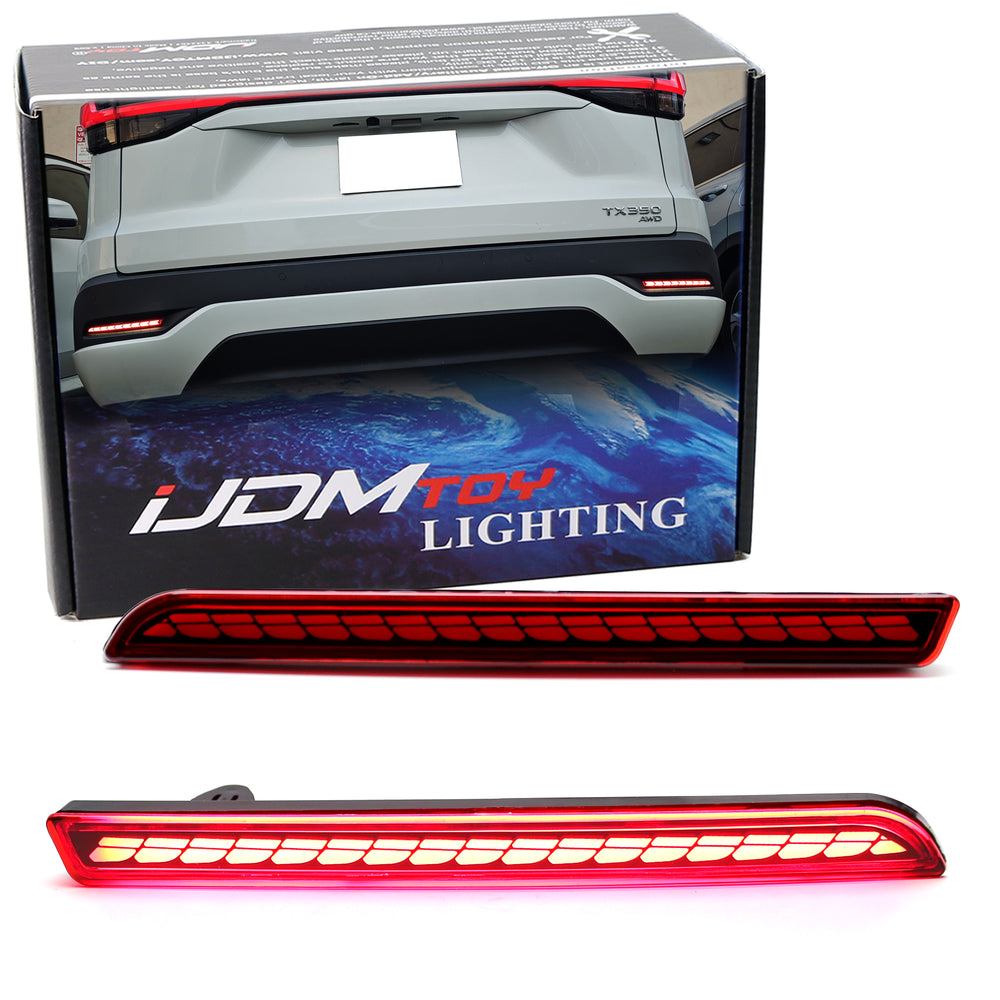 Red Lens Full LED Tail/Brake/Sequential Blink Bumper Reflectors For Lexus TX