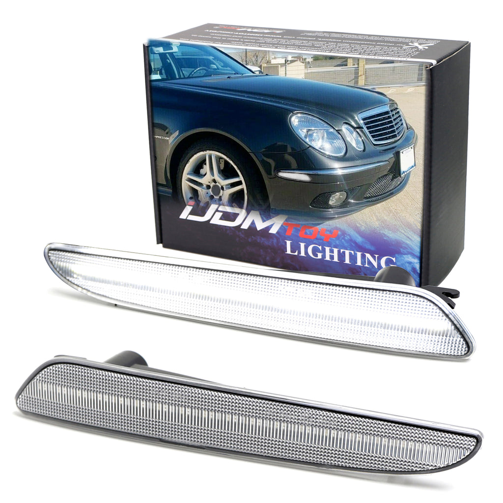 #O-21　新品　LED　ルームライト　ホワイト　BENZ　W211専用 Clear Lens White Full LED Side Marker Lamps For 2007-09 Mercedes